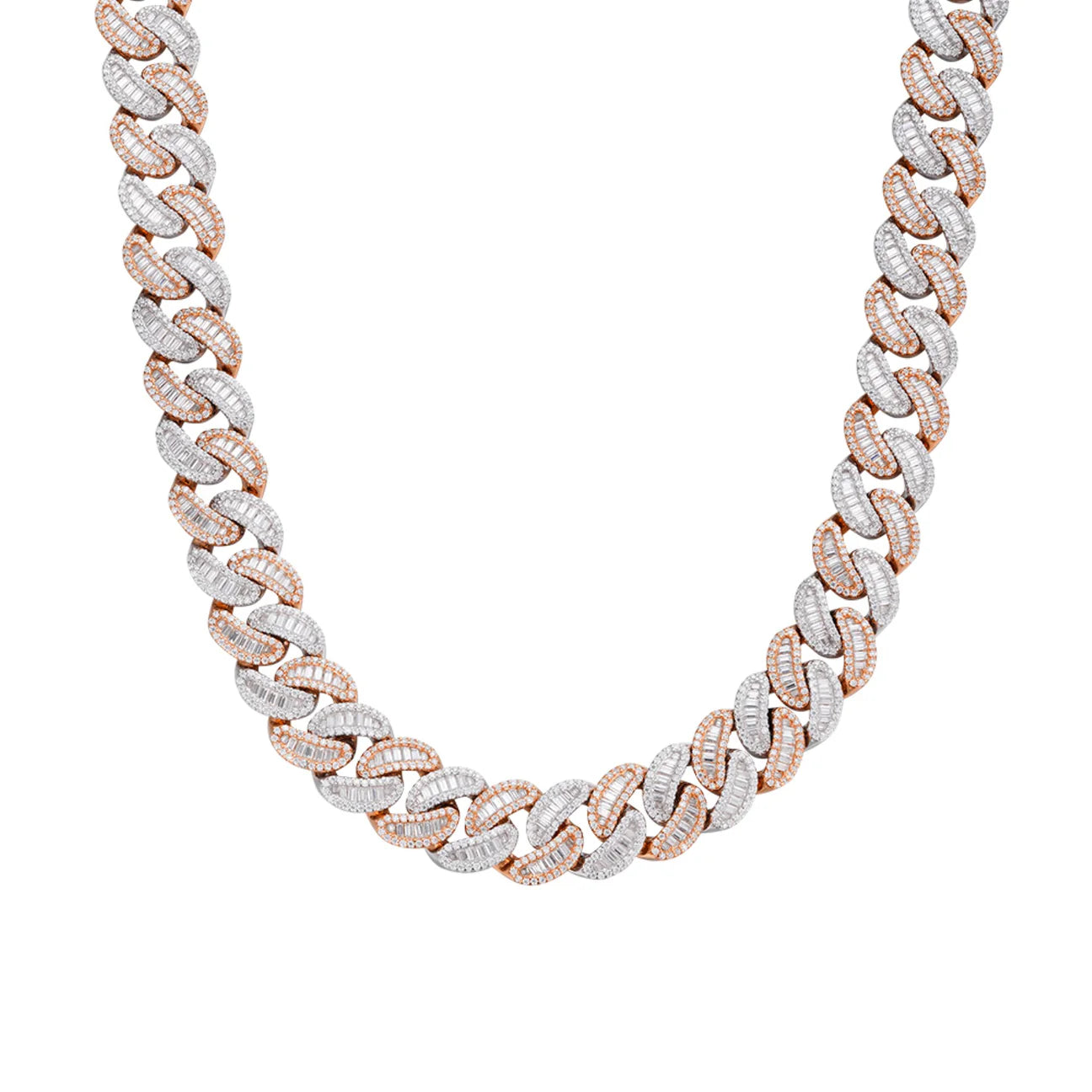 15MM Two Tone Baguette Moissanite Miami Cuban