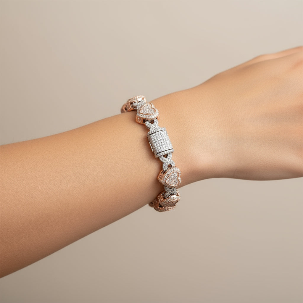 The Valentia Bracelet  | VVS Moissanite | Silver & Rose Gold