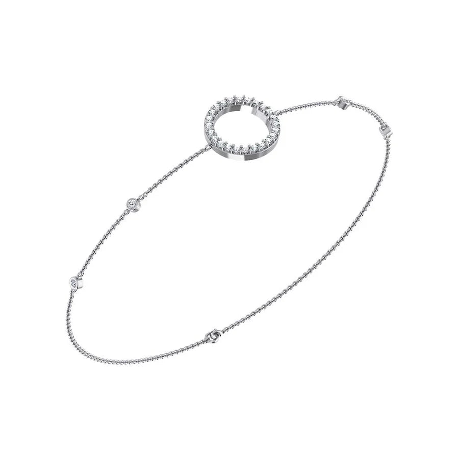14K White Gold Circle Bracelet 1/3 Cttw