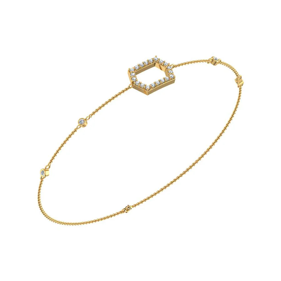 14K Yellow Gold Link Bracelet 1/4 Cttw