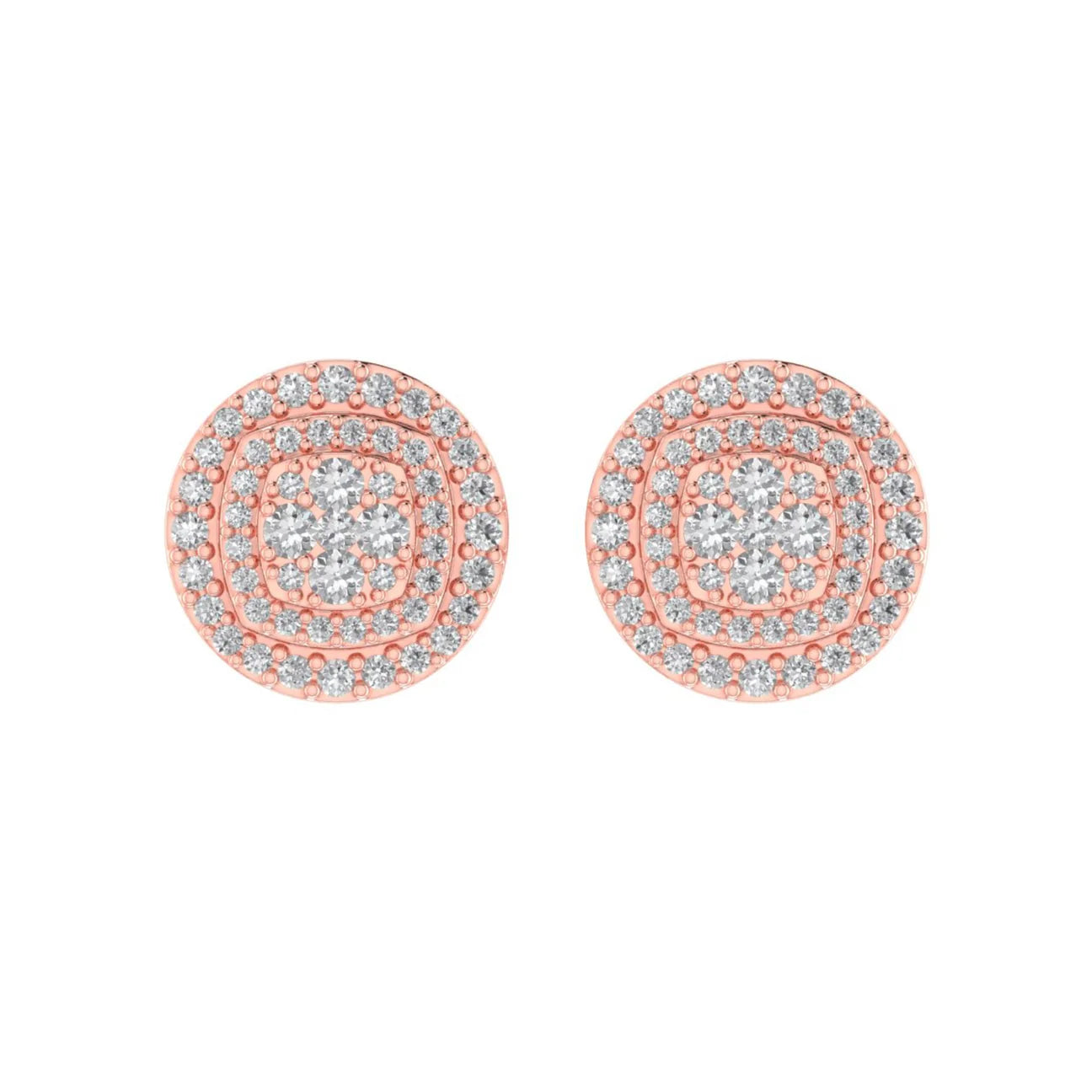 The Celestial Earrings | Round Diamond Halo Studs | Screw Backs
