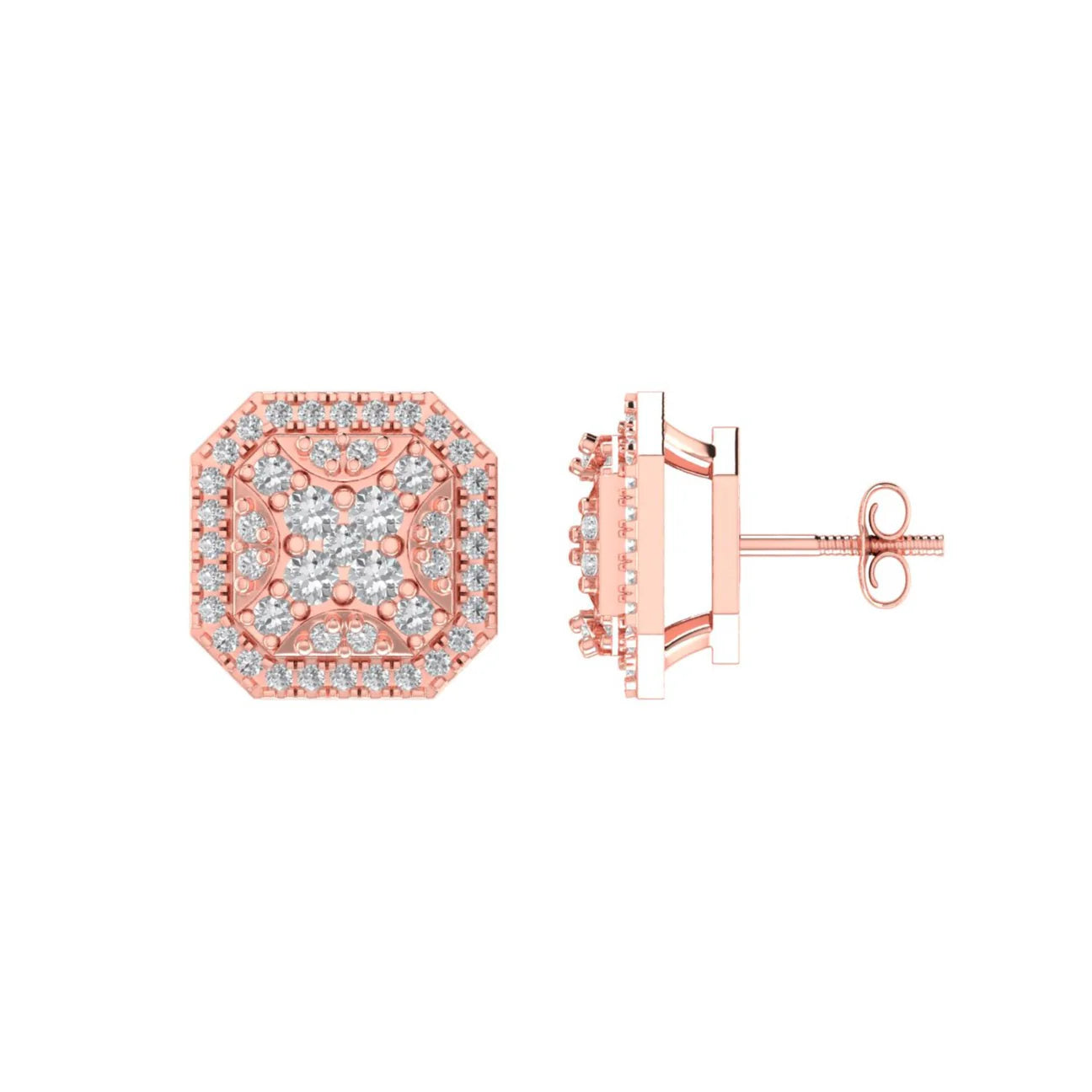 The Prism Diamond Earrings | Octagon Designer Studs in Italian Silver