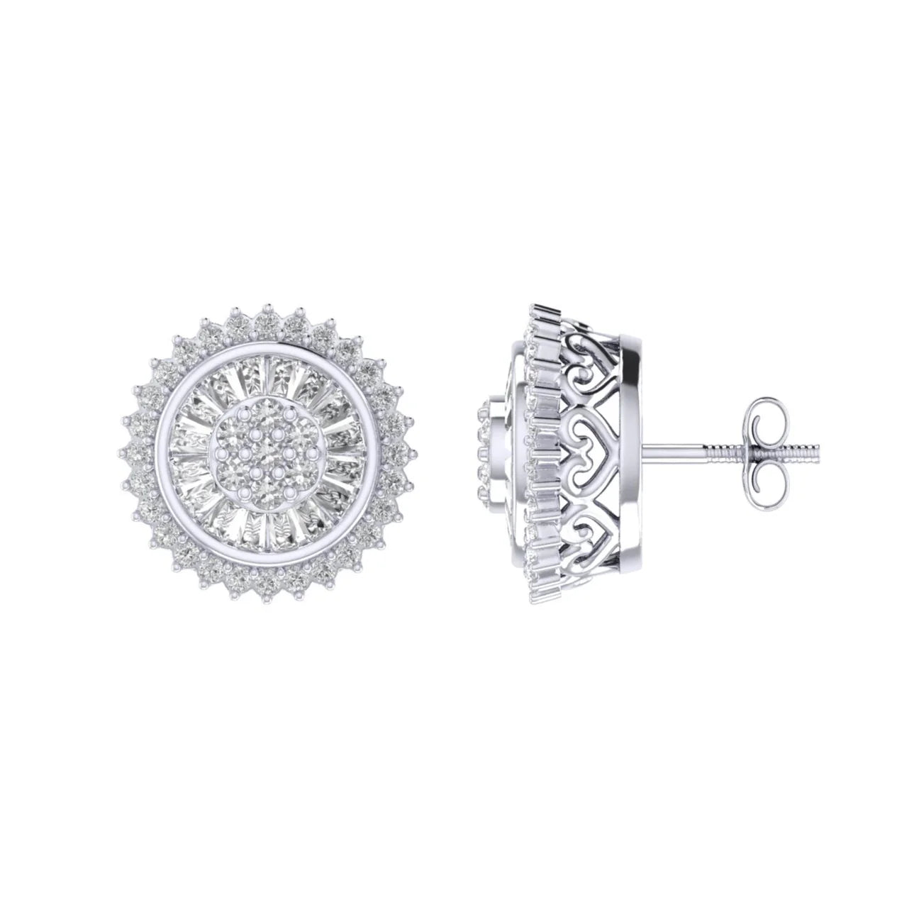 Diamond Baguette Flower Earrings