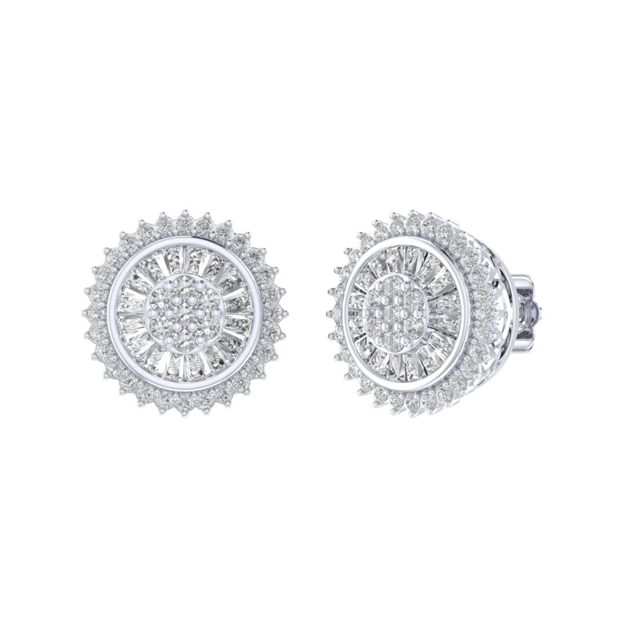 Diamond Baguette Flower Earrings