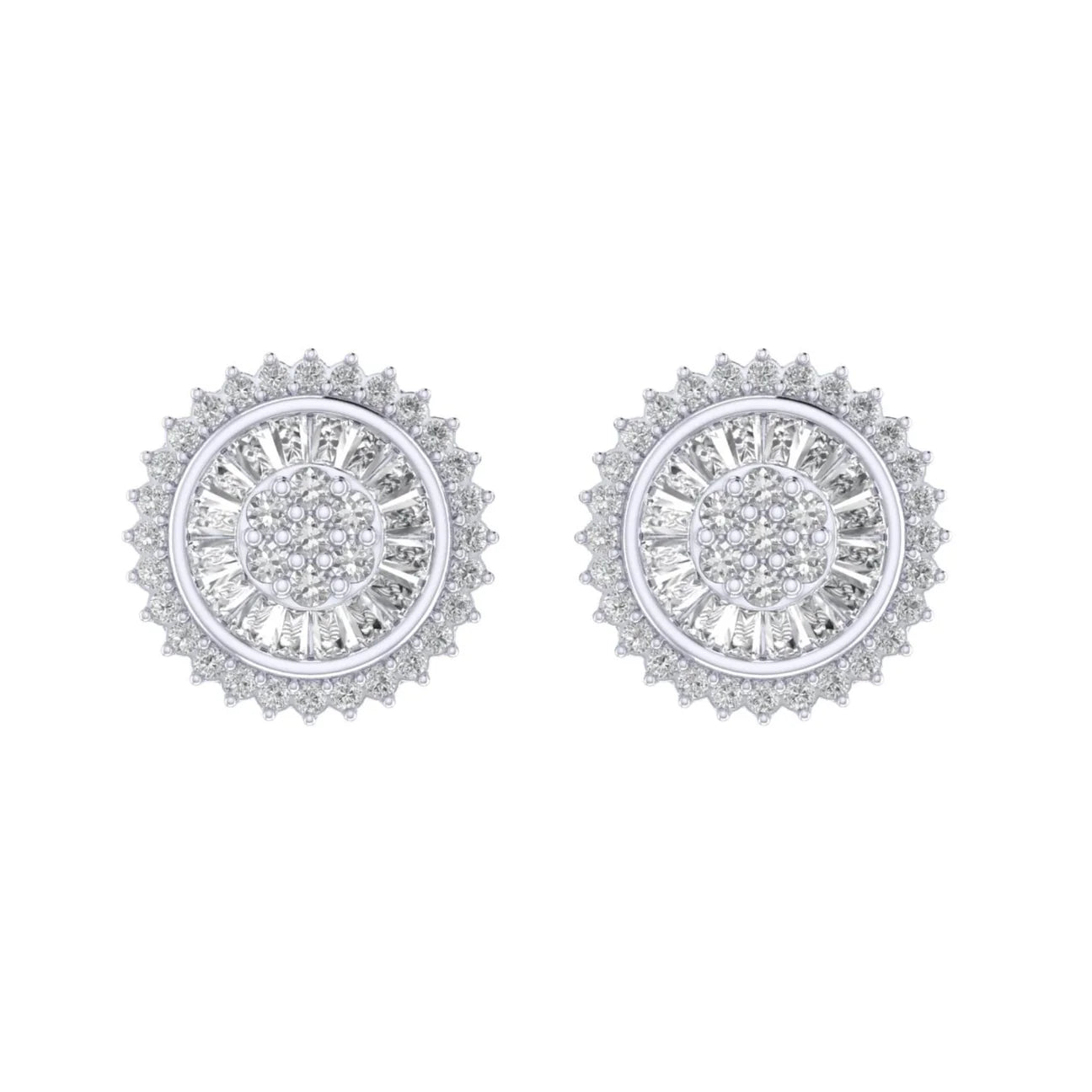 Diamond Baguette Flower Earrings
