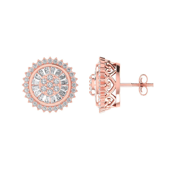 Diamond Baguette Flower Earrings