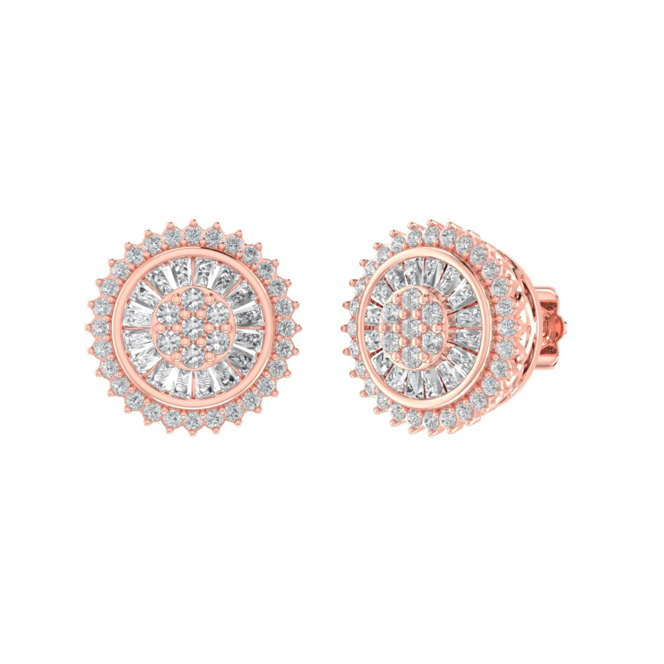 Diamond Baguette Flower Earrings