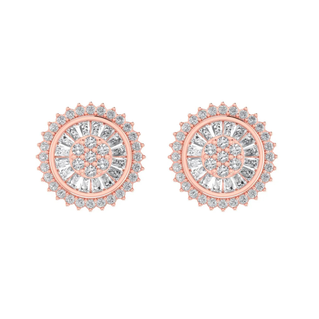 Diamond Baguette Flower Earrings
