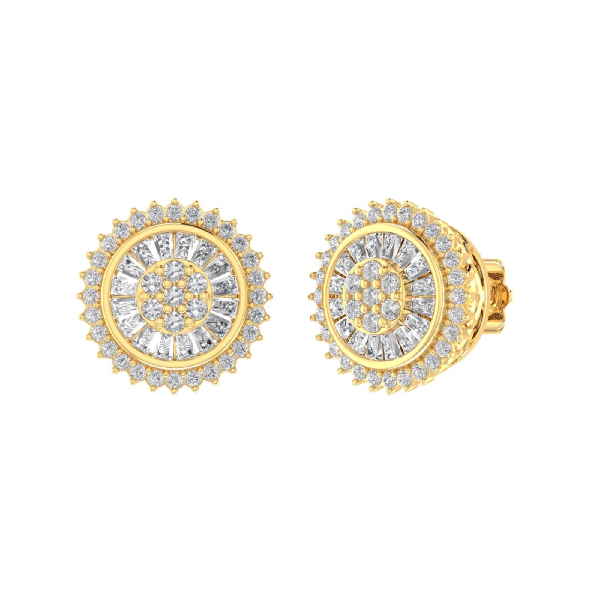 Diamond Baguette Flower Earrings