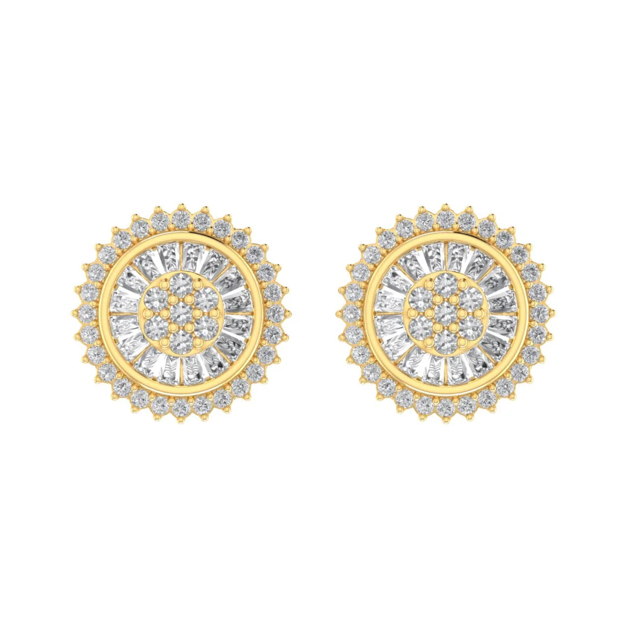 Diamond Baguette Flower Earrings