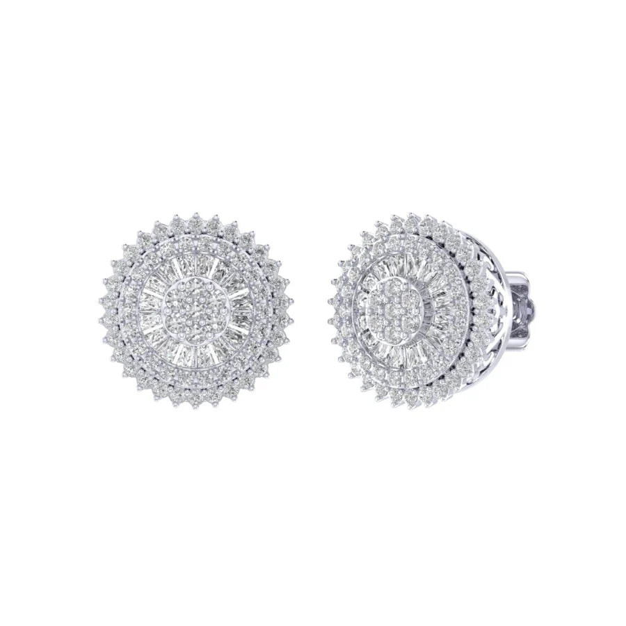 The Ophelia Round Baguette Diamond Earrings | Designer Studs in Italian Silver