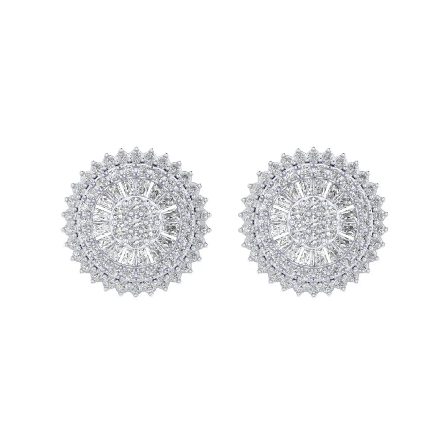 The Ophelia Round Baguette Diamond Earrings | Designer Studs in Italian Silver