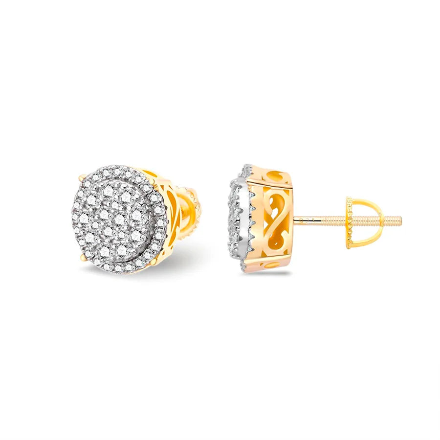 S.Silver Moissanite Designer Stud Earrings RP+GP 3/4 Cttw