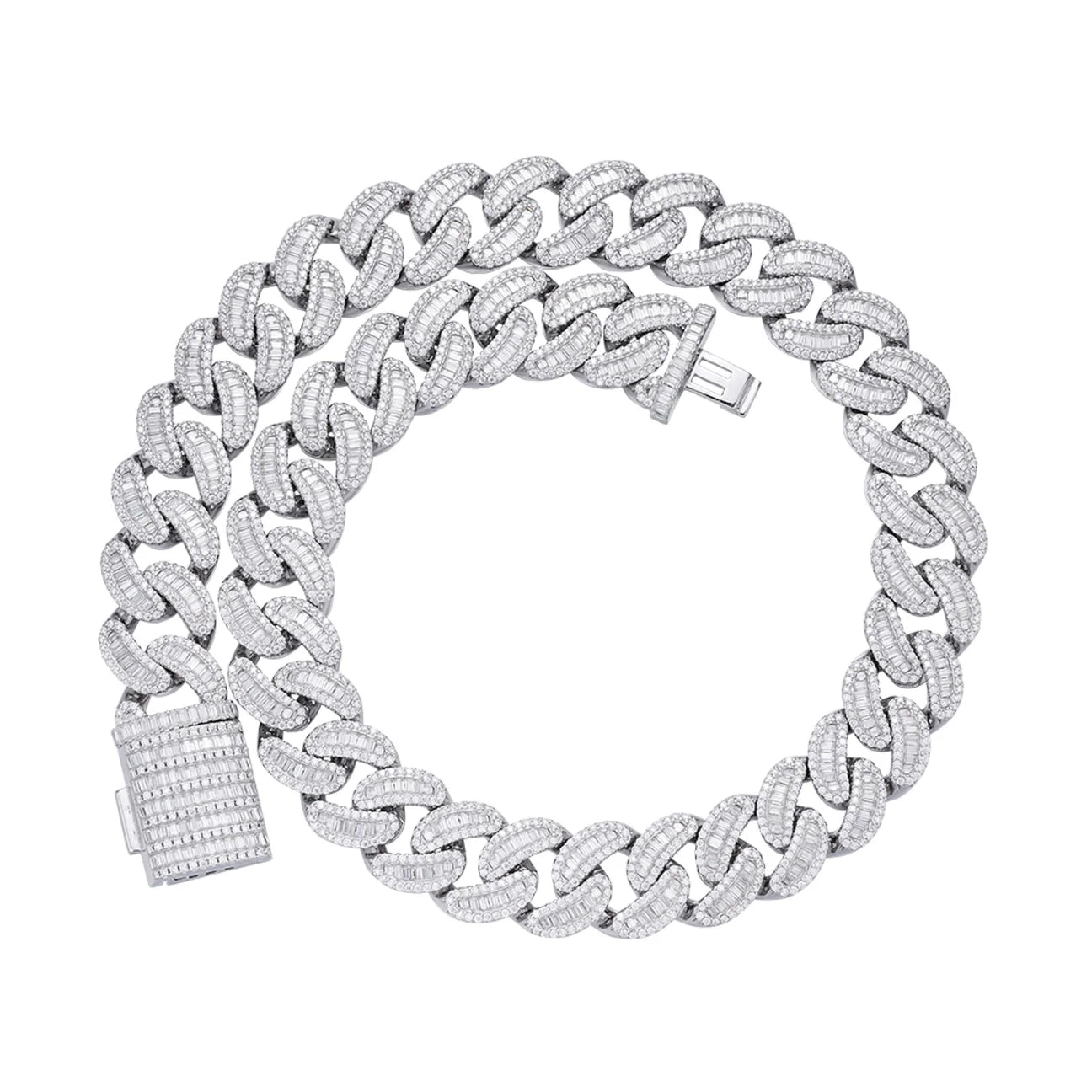 15MM Baguette Moissanite Miami Cuban Chain