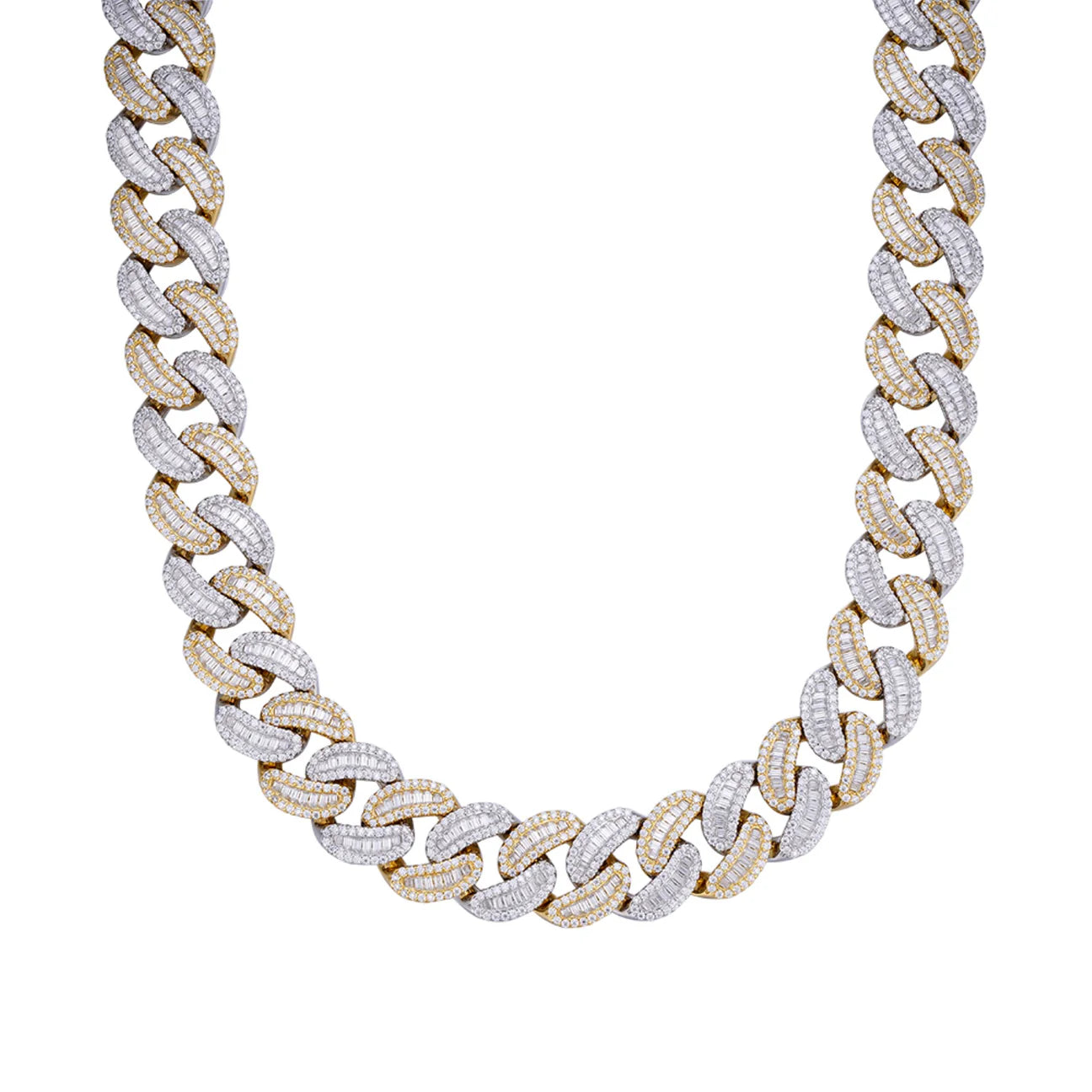 20MM Two Tone Baguette Moissanite Miami Cuban Chains