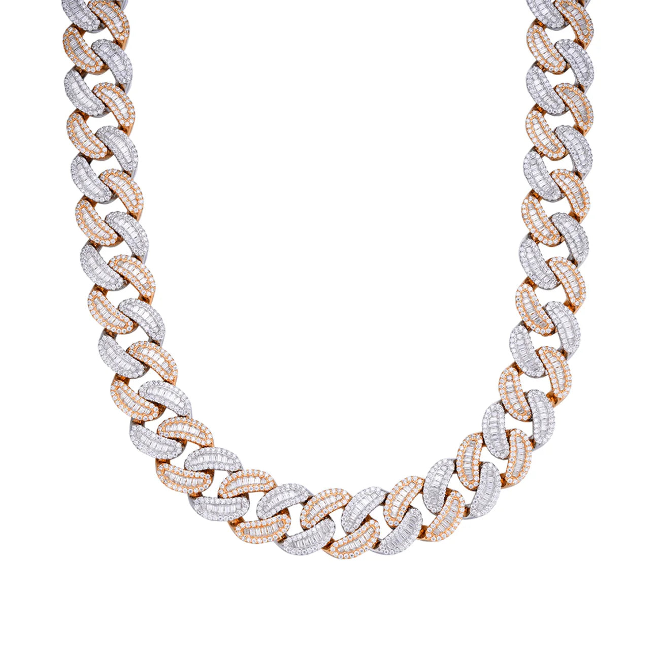 20MM Two Tone Baguette Moissanite Miami Cuban Chain