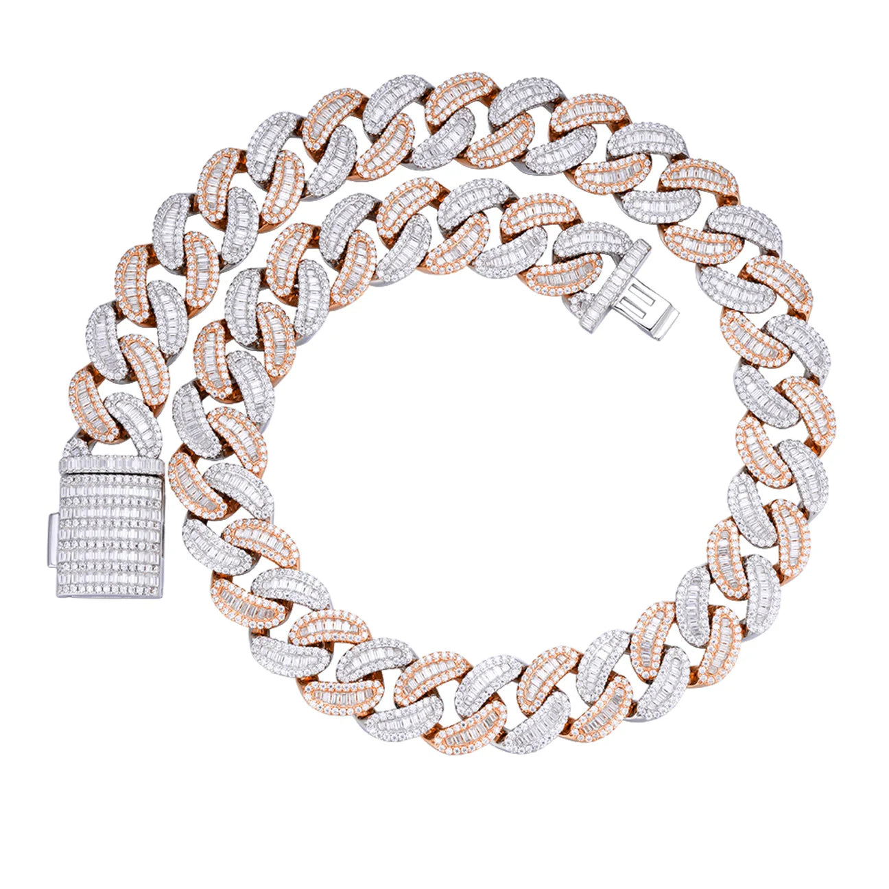 20MM Two Tone Baguette Moissanite Miami Cuban Chain