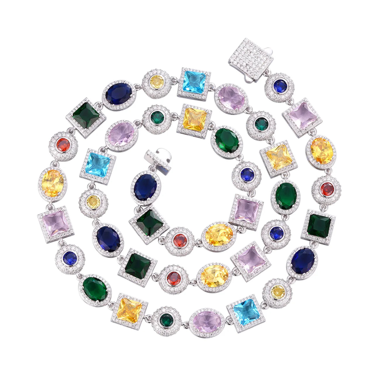 The Orbit Link | Italian Silver | Multicolor Gems & VVS Moissanite Chain