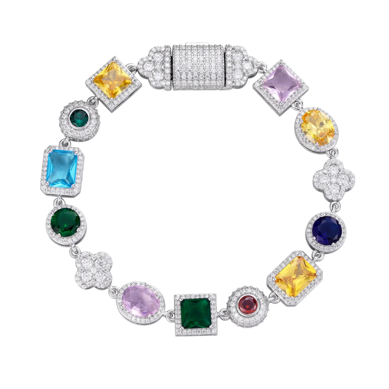 The Lucky Bracelet | VVS Moissanite | Multicolor Italian Silver Bracelet |