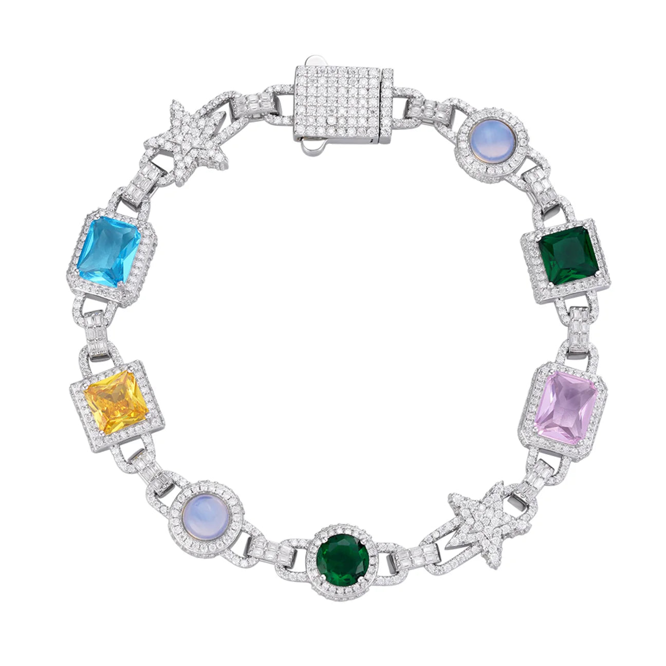 The Celestia Bracelet | VVS Moissanite | Multicolor Italian Silver Bracelet
