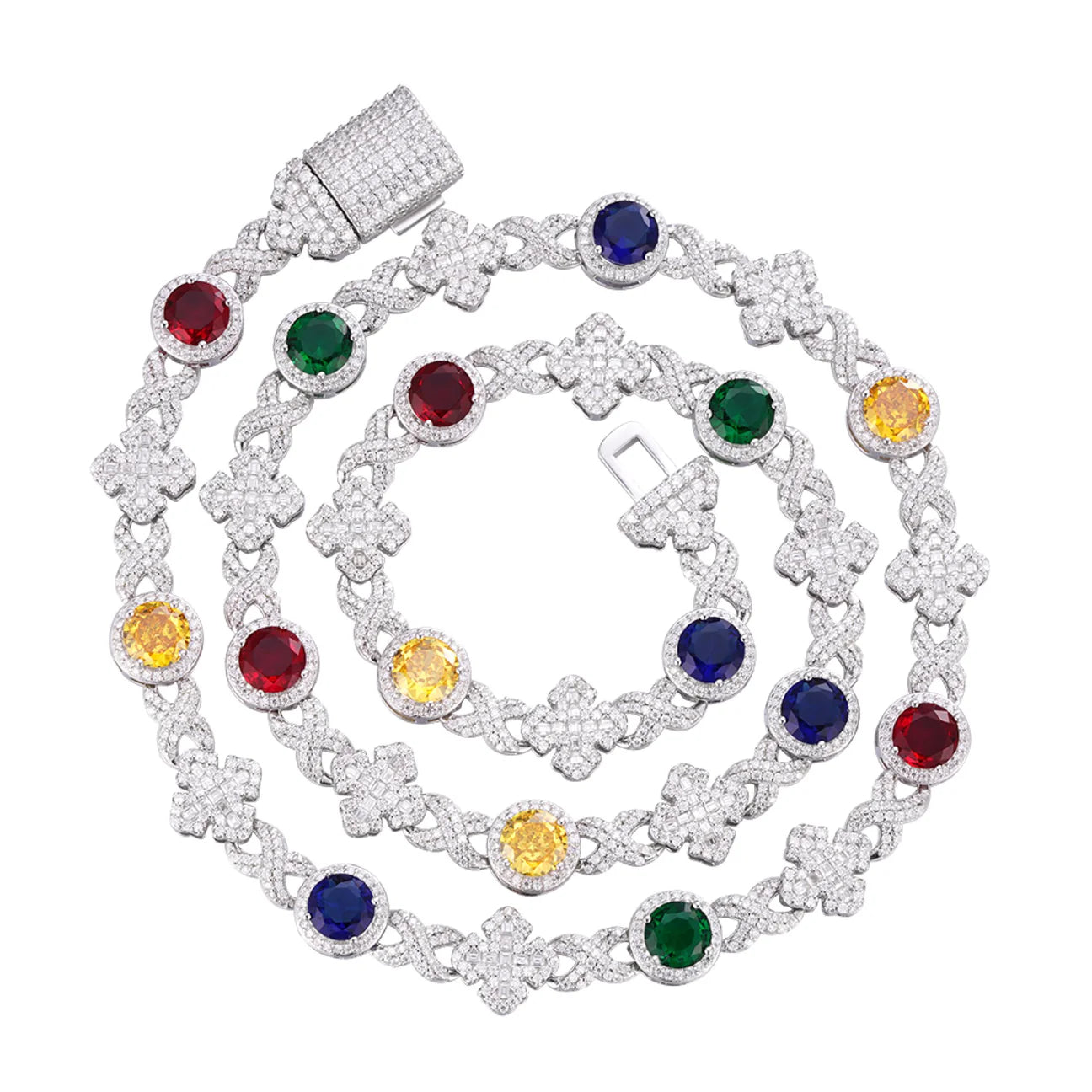 The Stellar Link | Italian Silver | Multicolor Gems & VVS Moissanite Chain