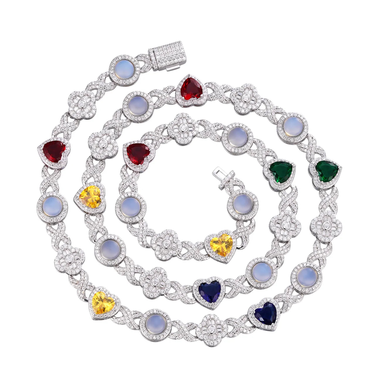 The Luna Link | VVS moissanite & Multicolor Gems | Italian Silver