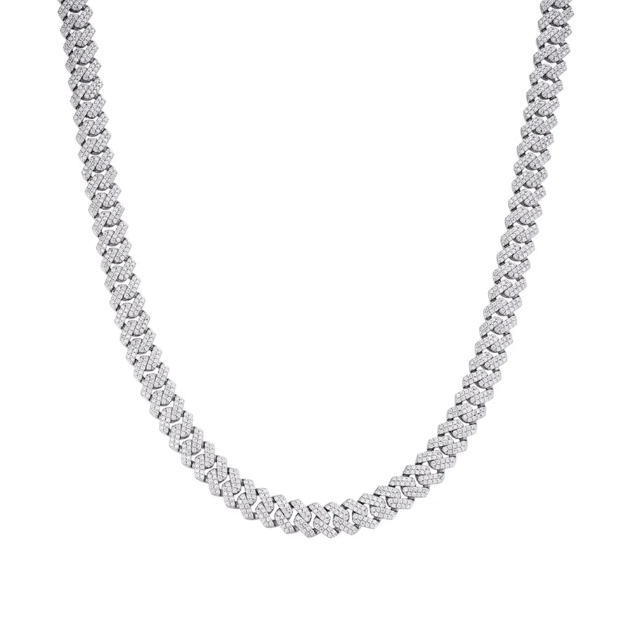 S.Silver 8mm Round Moissanite Cuban 22 Inch Necklace RP 8-1/3 Cttw