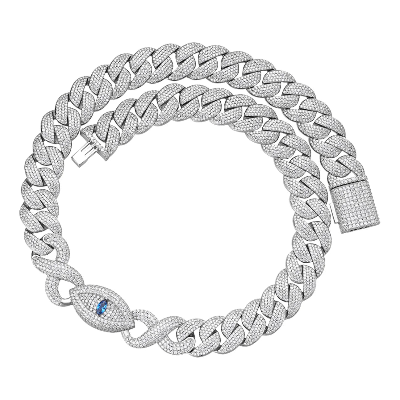 18MM Moissanite Evil Eye Miami Cuban Chain