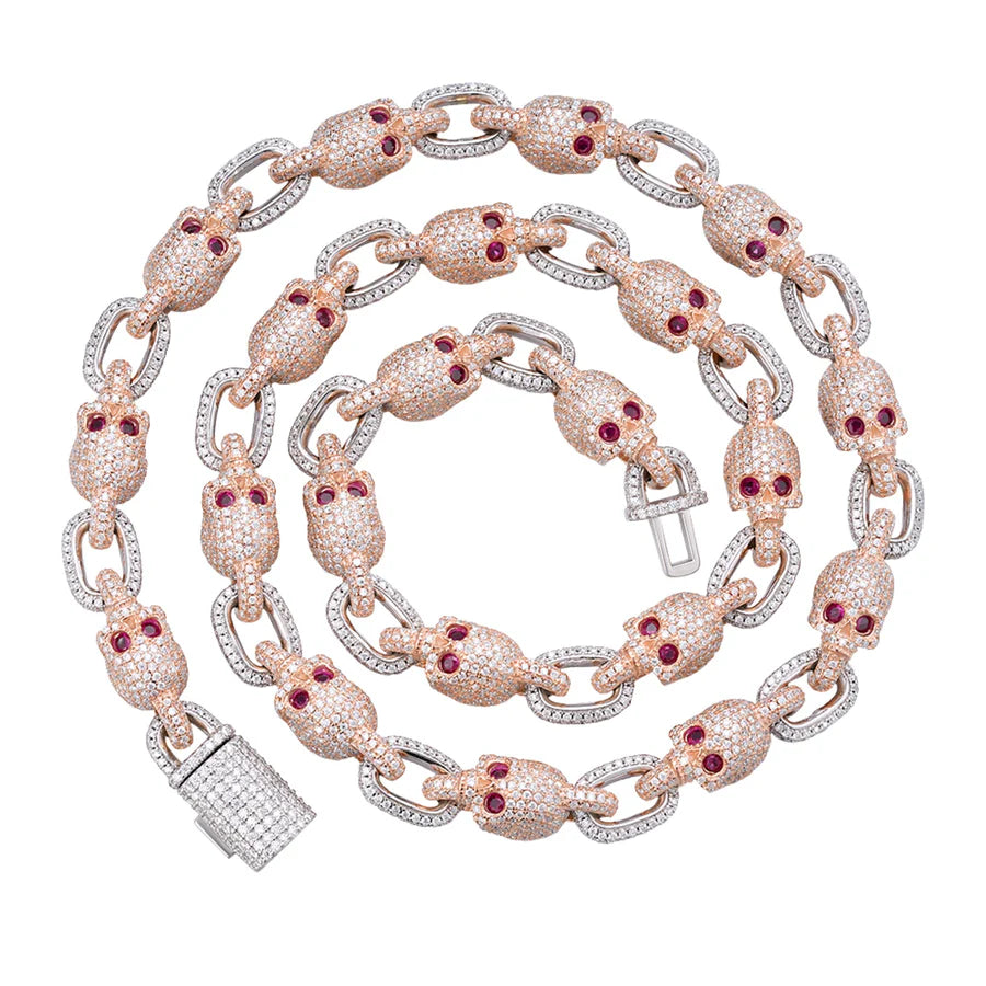 Moissanite Red Eyes Skull Chain