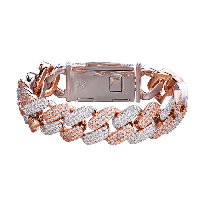 S.Silver Moissanite18mm Miami Cuban 8.50 Inch Mens Bracelet RP+PP 17-1/3 Cttw