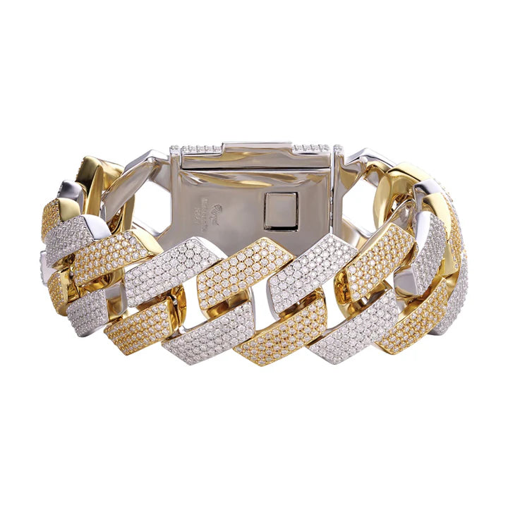 S.Silver Moissanite 23mm Miami Cuban 8.50 Inch Mens Bracelet RP+GP 22 Cttw