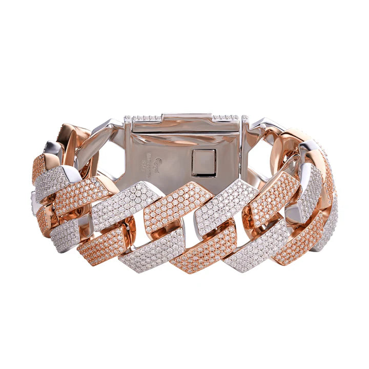 S.Silver 8mm Round Moissanite 7 Inch Mens Cuban Bracelet RP 5 Cttw