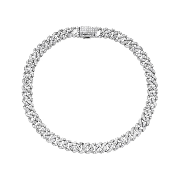 S.Silver Moissanite Cuban Chain Bracelet 8 Inch RP 2-7/8 Cttw