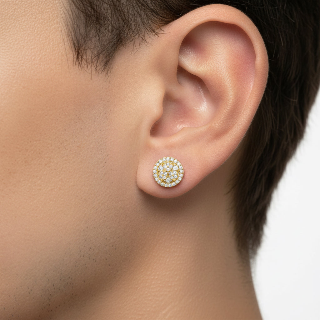 The Elysian Diamond Earrings | Round Designer Studs in Italian Silver
