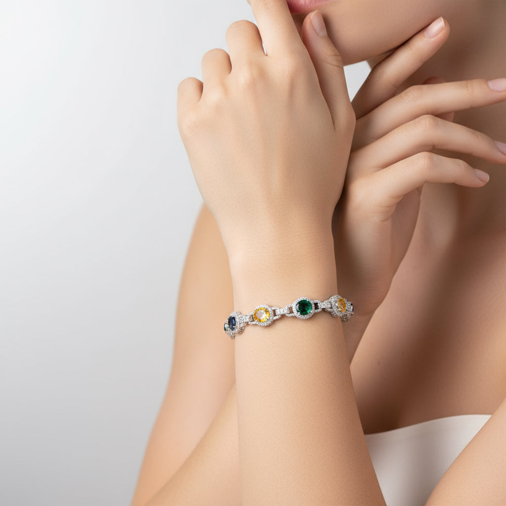 The Nebula Bracelet | VVS Moissanite | Multicolor Italian Silver