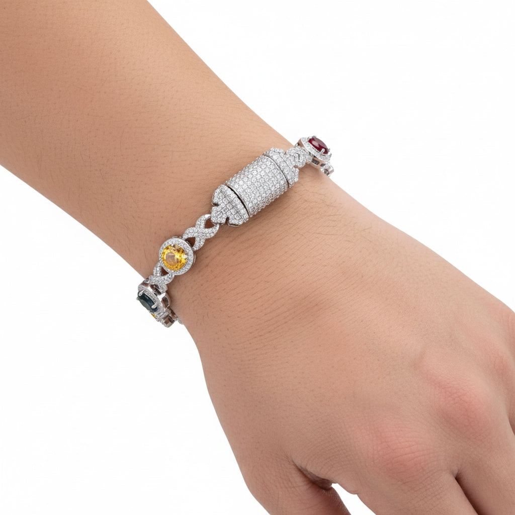 The Stellar Bracelet | VVS Moissanite | Multicolor Italian Silver Bracelet