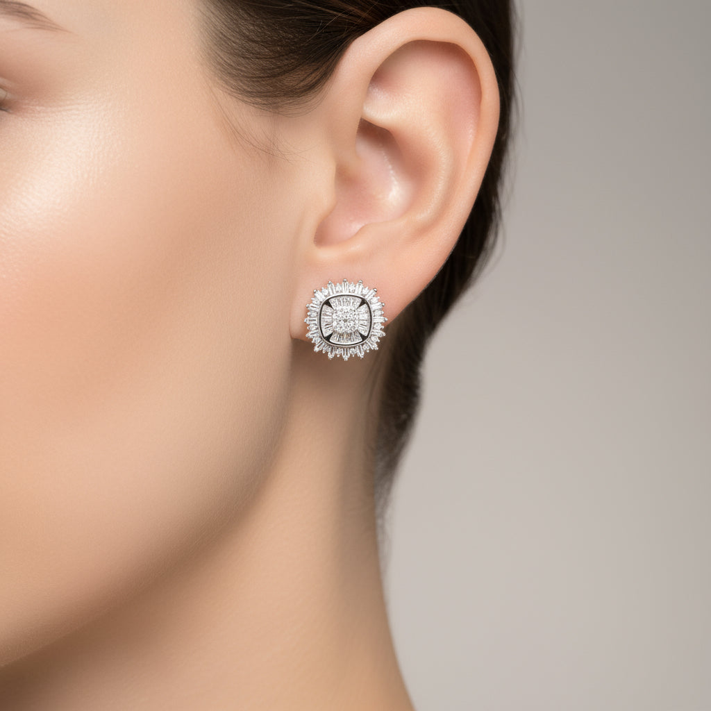 The Lumine Diamond Earrings | Italian Silver Screw Backs