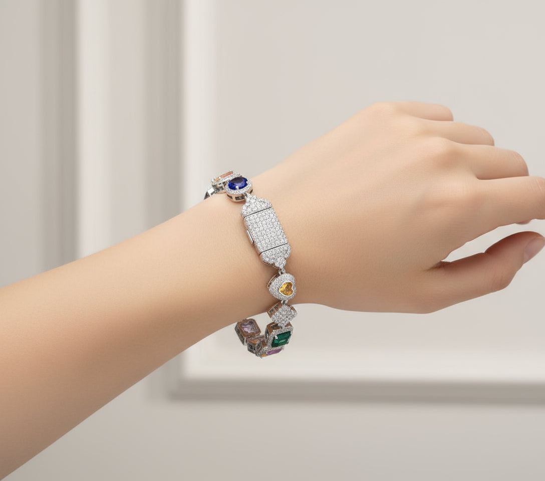 The Galactic Bracelet | VVS Moissanite Multicolor Italian Silver Bracelet