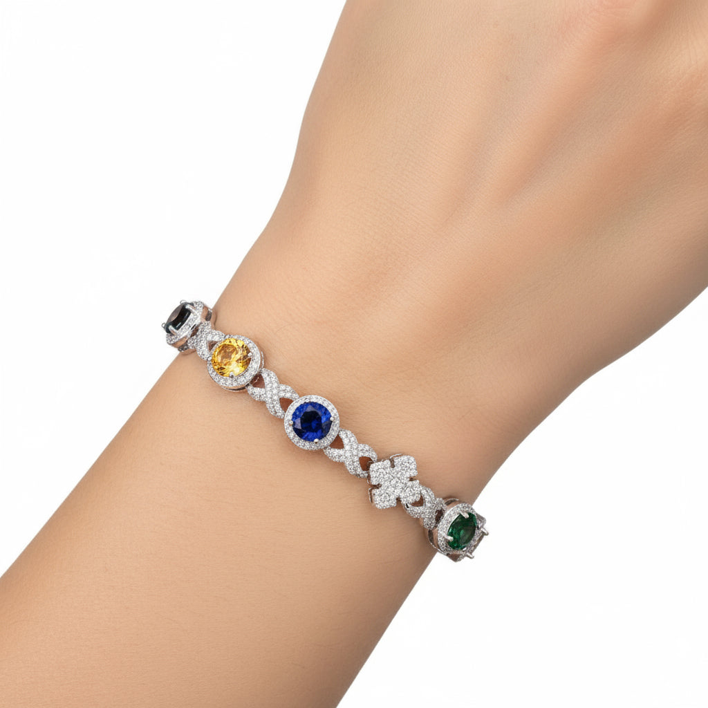 The Stellar Bracelet | VVS Moissanite | Multicolor Italian Silver Bracelet