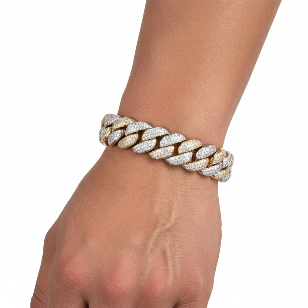 The Legacy Two-Tone Bracelet | VVS Moissanite | Italian Silver 18k gold layered