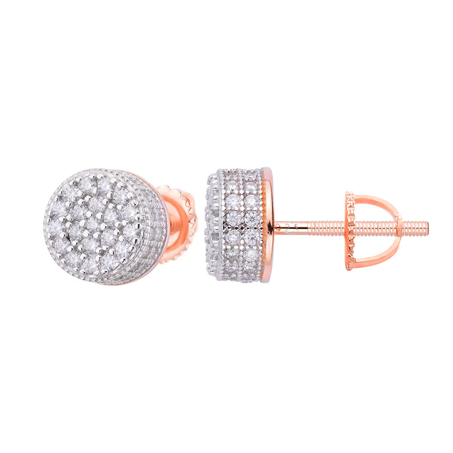 S.Silver Round Moissanite Cluster Designer Stud Earrings RP+PP 7/8 Cttw