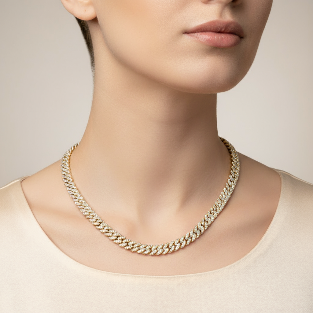 The Prime Link | VVS Moissanite Cuban Chain | Italian Silver 18k gold Layered