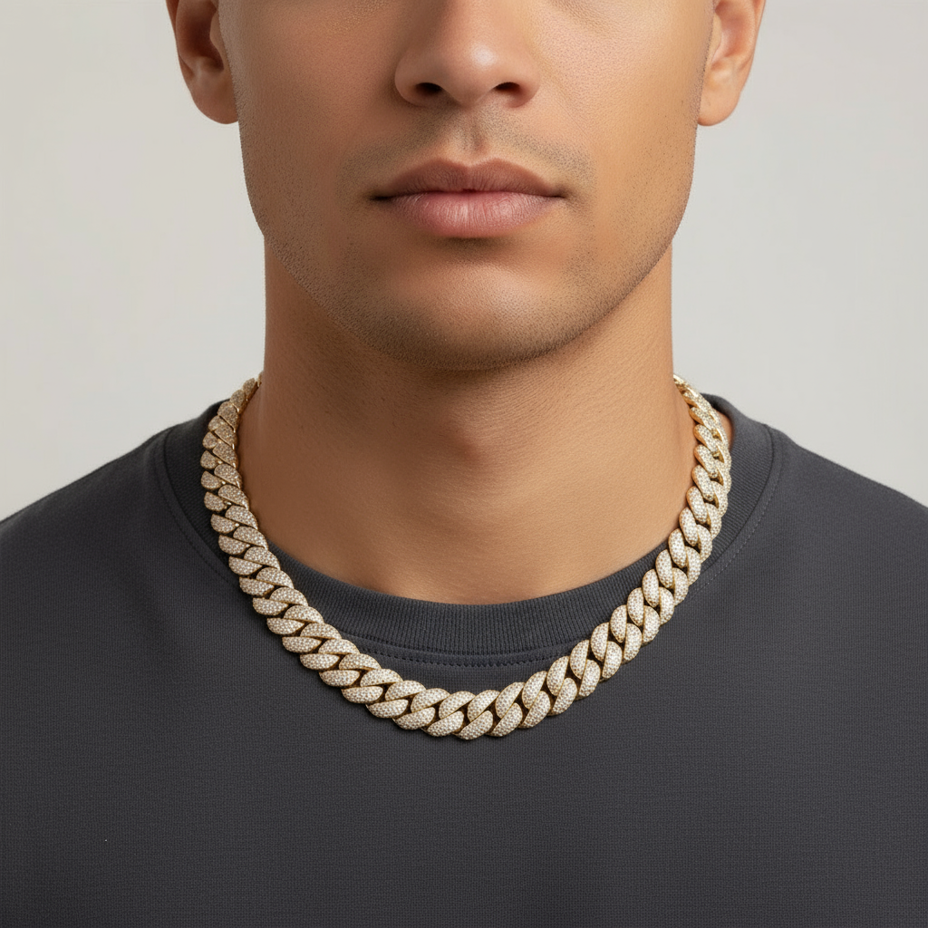 The Prime Link | VVS Moissanite Cuban Chain | Italian Silver 18k gold Layered