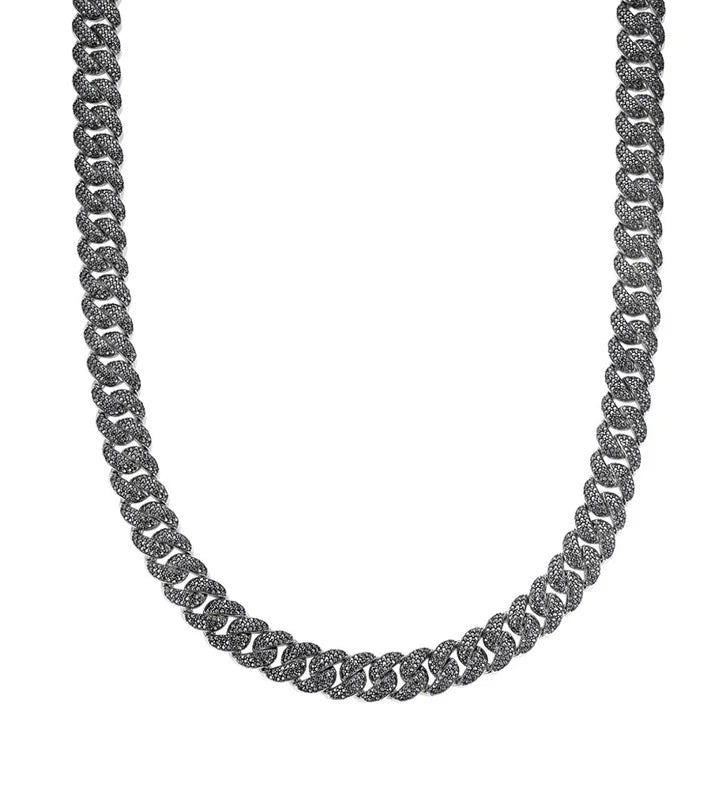 12MM Black Moissanite Miami Cuban Chain