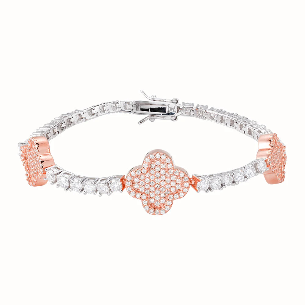 Clover Bracelet | VVS Moissanite Tennis Link | Italian Silver