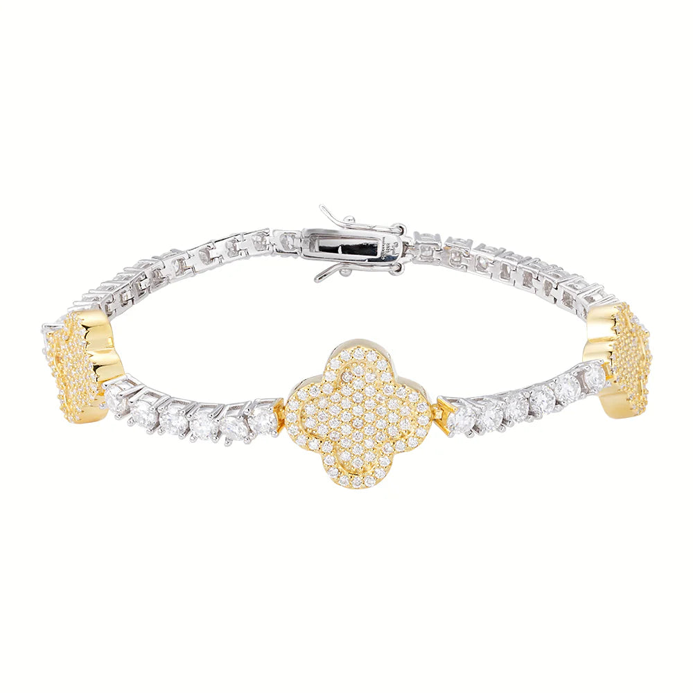 Clover Bracelet | VVS Moissanite Tennis Link | Italian Silver