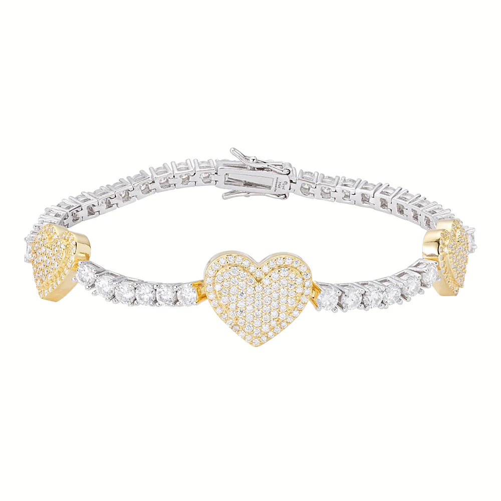 Amora Heart VVS Moissanite Tennis Bracelet |Silver, Gold & Rose Gold |