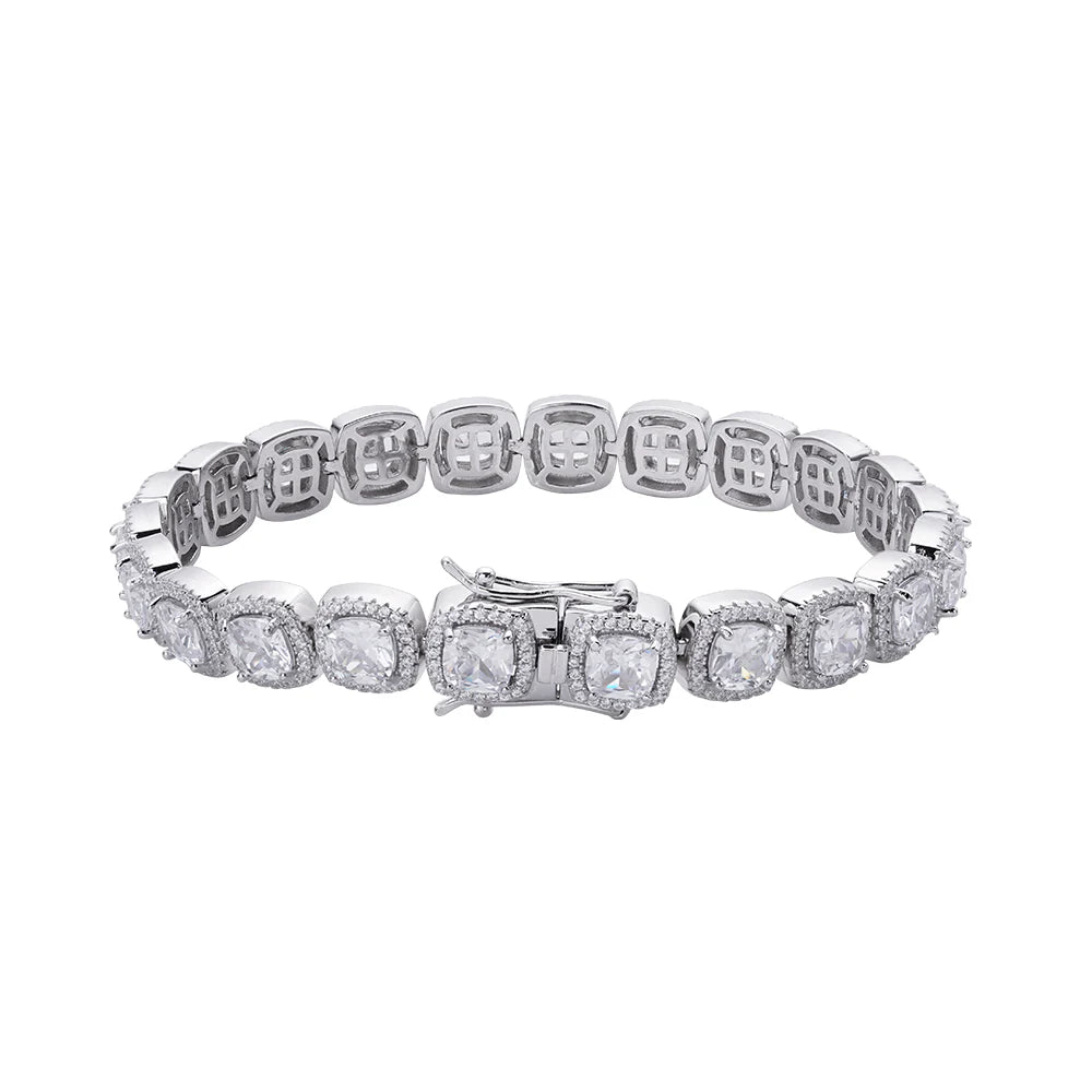 The Nova Bracelet | VVS Moissanite Cushion Tennis Bracelet | Italian Silver
