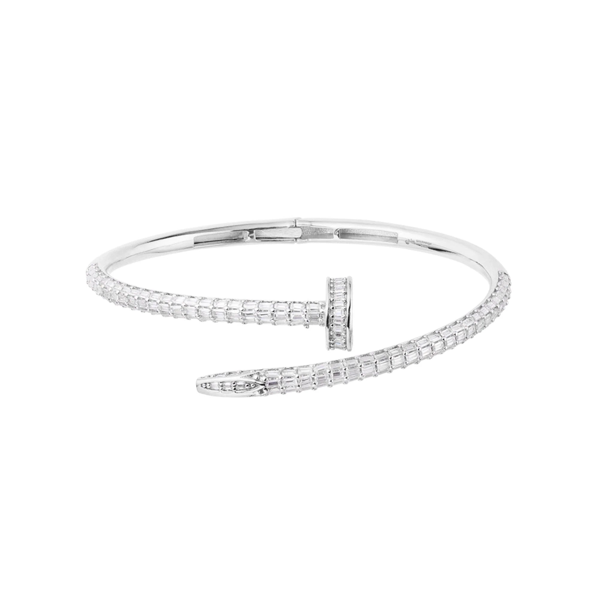 The Nail Bracelet | Italian Silver VVS Moissanite Luxury Cuff