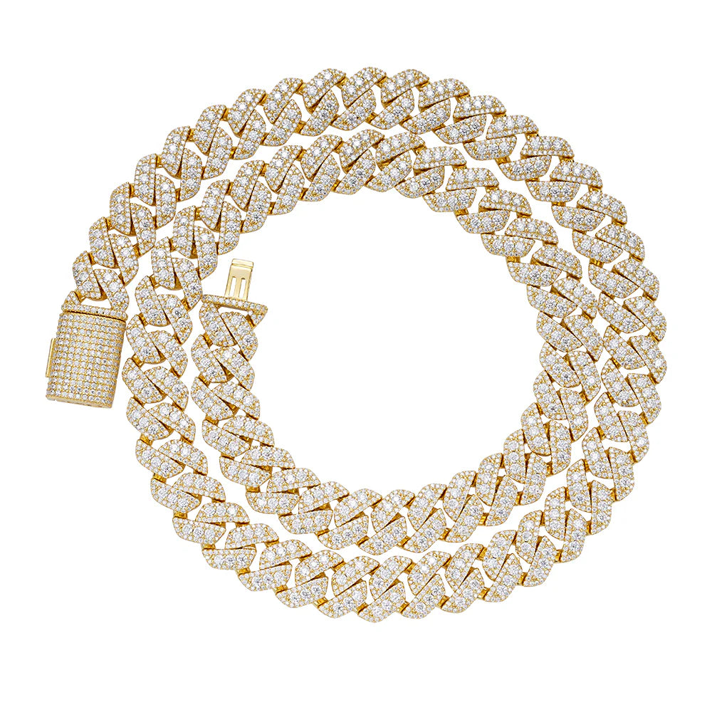 The Emperor Link | Gold Layered Italian Silver |  VVS Moissanite Cuban Chain